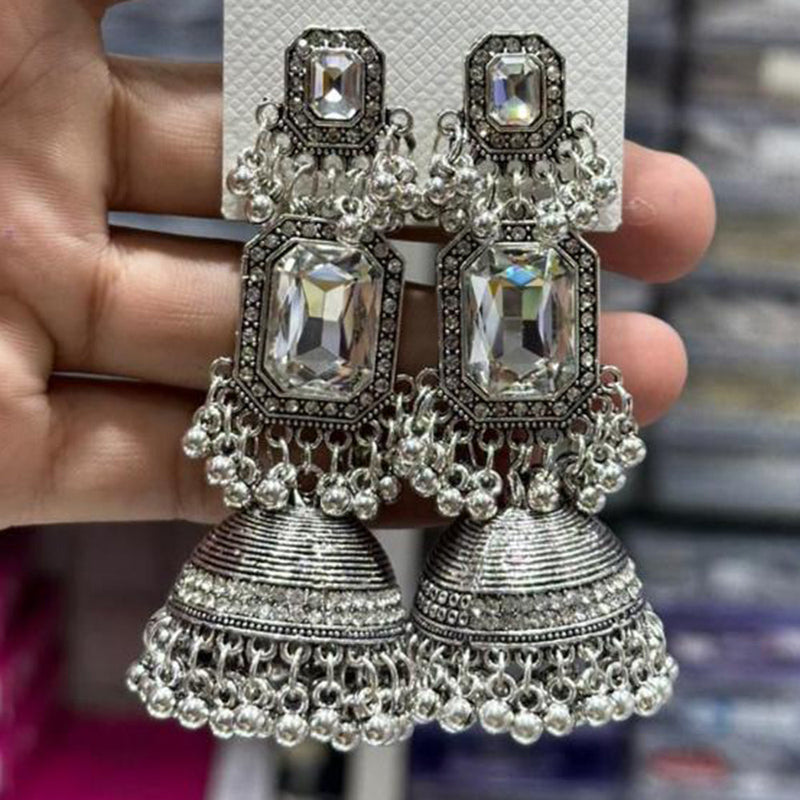 Manisha Jewellery Oxidised Plated Crystal Stone Jhumki