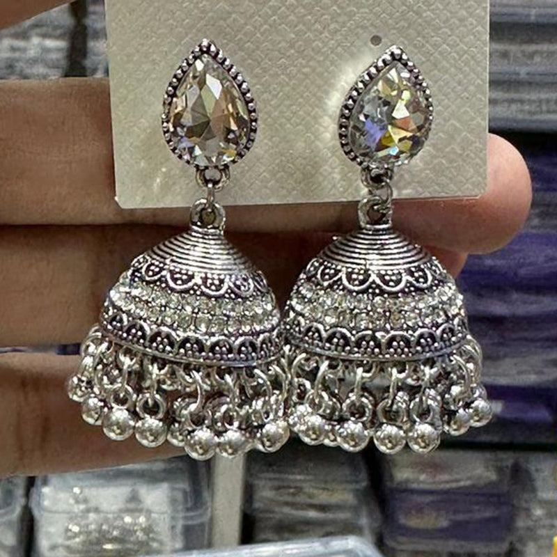 Manisha Jewellery Oxidised Plated Austrian Stone Jhumki