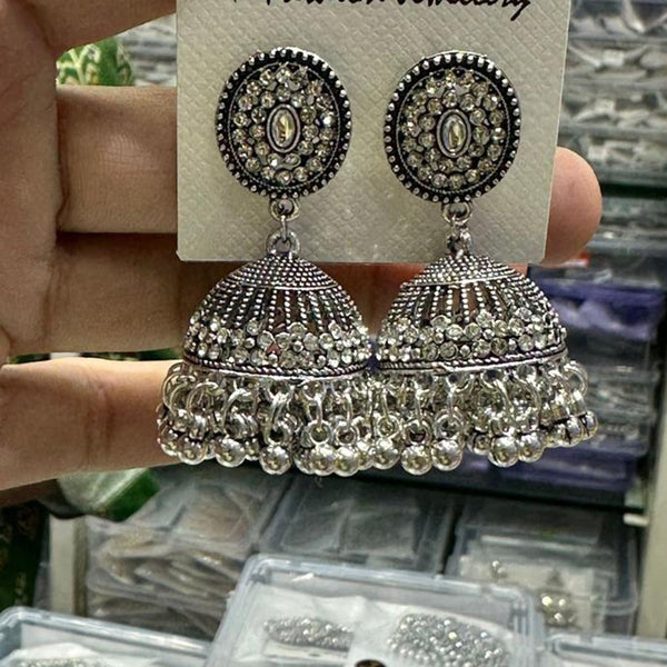 Manisha Jewellery Oxidised Plated Austrian Stone Jhumki