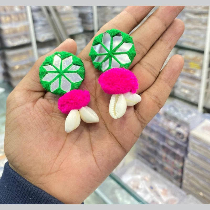 Manisha Jewellery Navratri Special Pom Pom And Shell Dangler Earrings