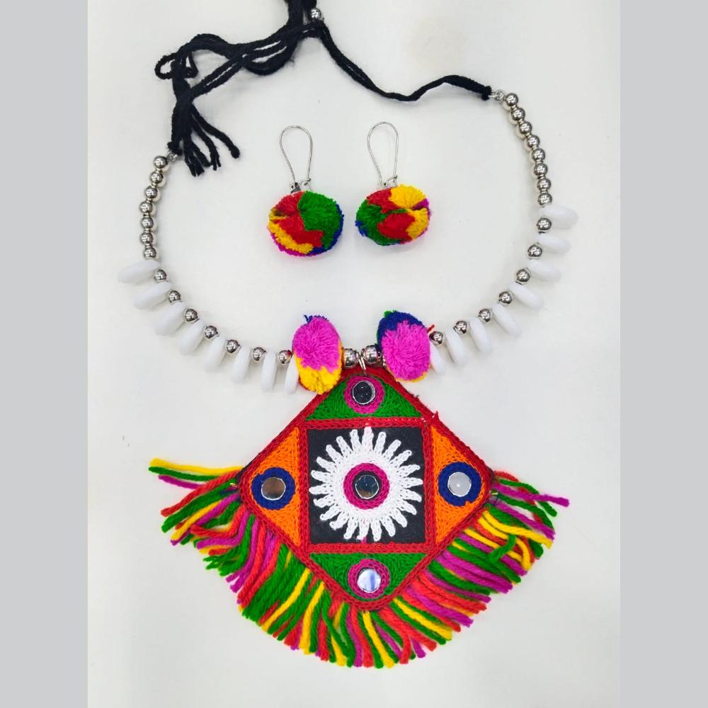 Manisha Jewellery Oxidised Plated Pom Pom And Mirror Necklace Set