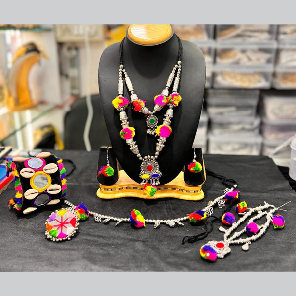 Manisha Jewellery Oxidised Plated Pom Pom Combo Set