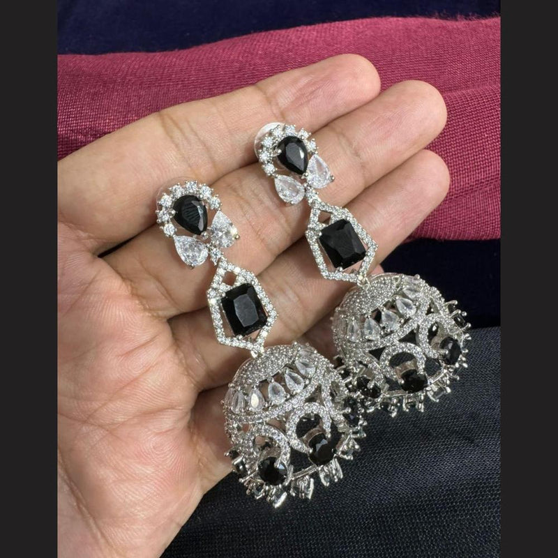 Manisha Jewellery Silver Plated AD Stone Jhumki Earrings