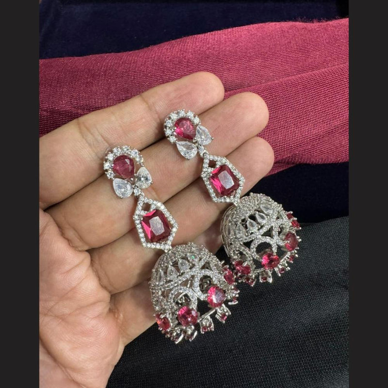 Manisha Jewellery Silver Plated AD Stone Jhumki Earrings