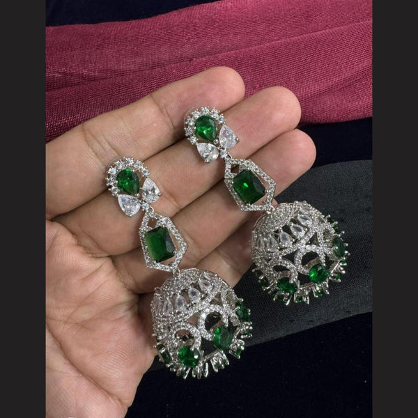 Manisha Jewellery Silver Plated AD Stone Jhumki Earrings