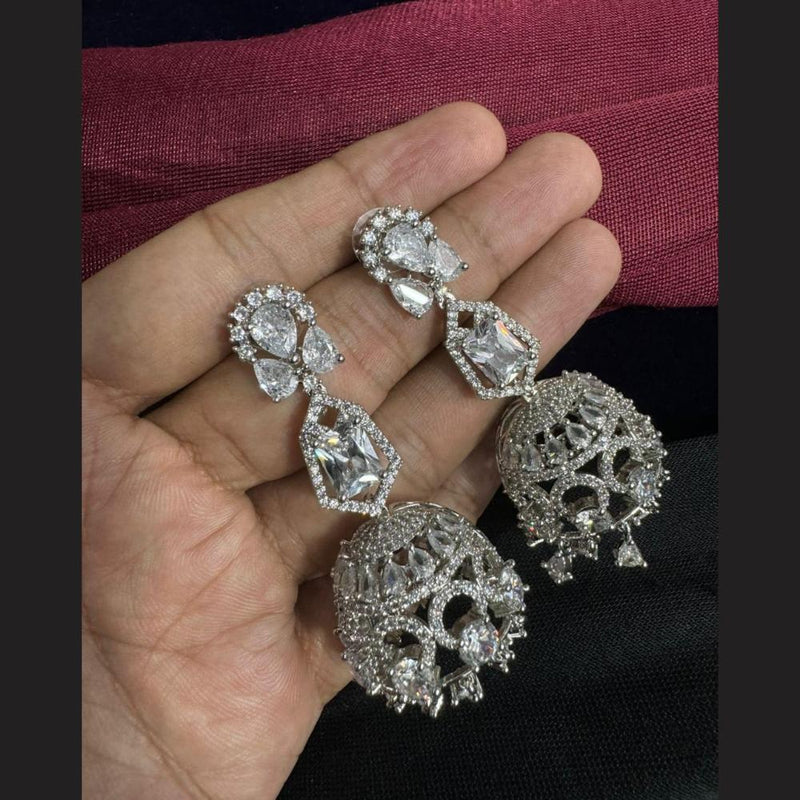 Manisha Jewellery Silver Plated AD Stone Jhumki Earrings