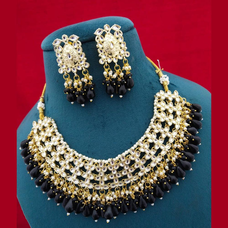 Manisha Jewellery Gold Plated Kundan Stone Beads Necklace Set