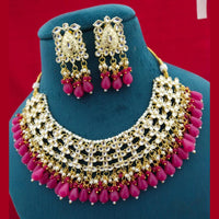 Manisha Jewellery Gold Plated Kundan Stone Beads Necklace Set