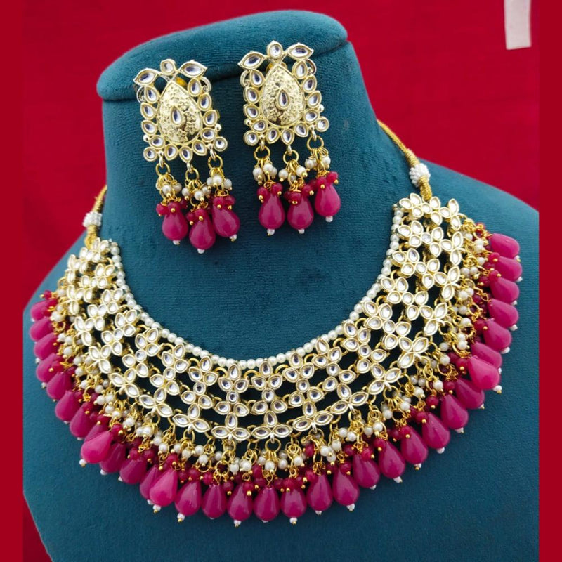 Manisha Jewellery Gold Plated Kundan Stone Beads Necklace Set