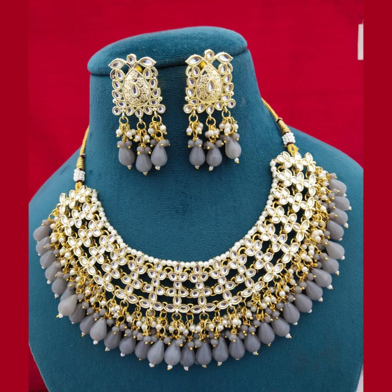 Manisha Jewellery Gold Plated Kundan Stone Beads Necklace Set