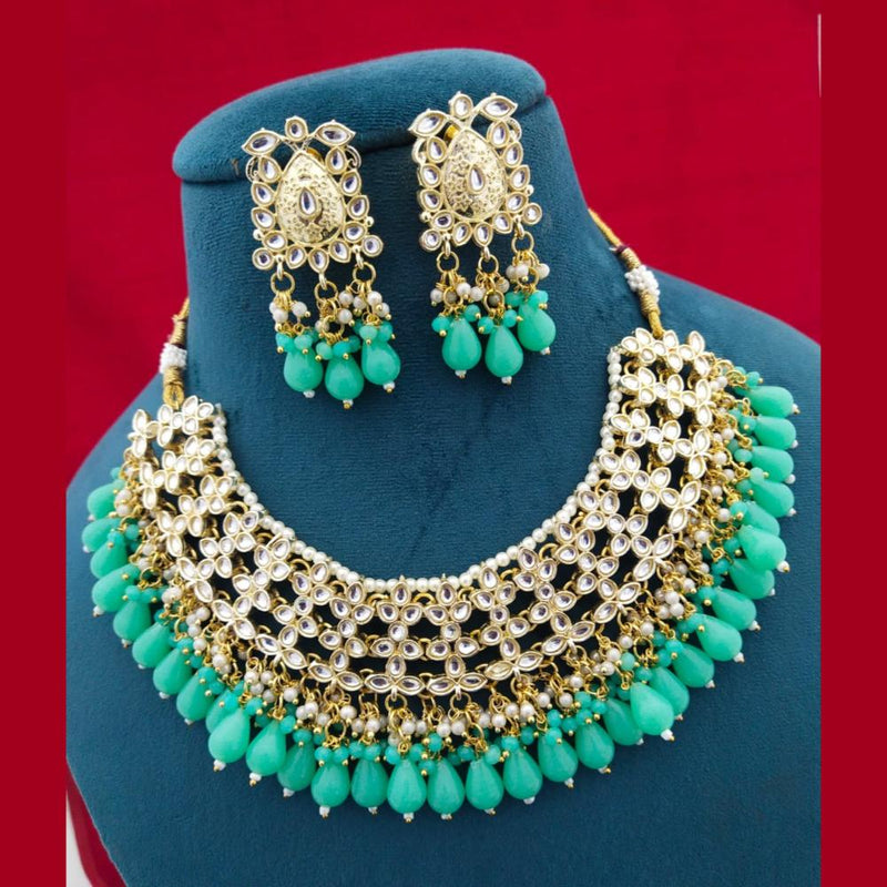 Manisha Jewellery Gold Plated Kundan Stone Beads Necklace Set