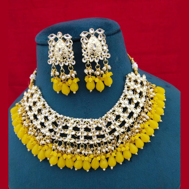 Manisha Jewellery Gold Plated Kundan Stone Beads Necklace Set