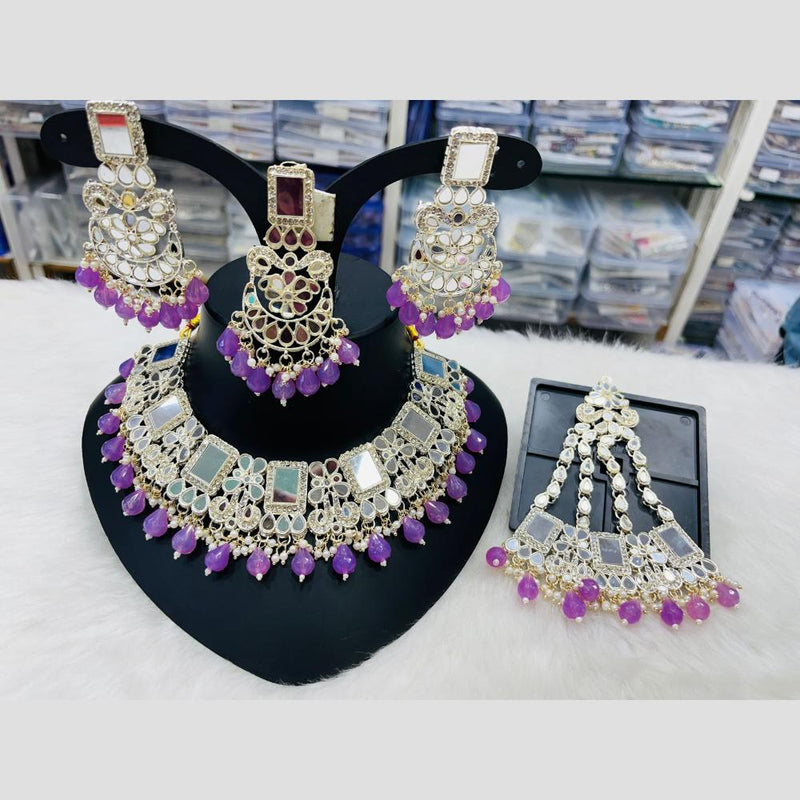 Manisha Jewellery Gold Plated Mirror And Beads Necklace Set