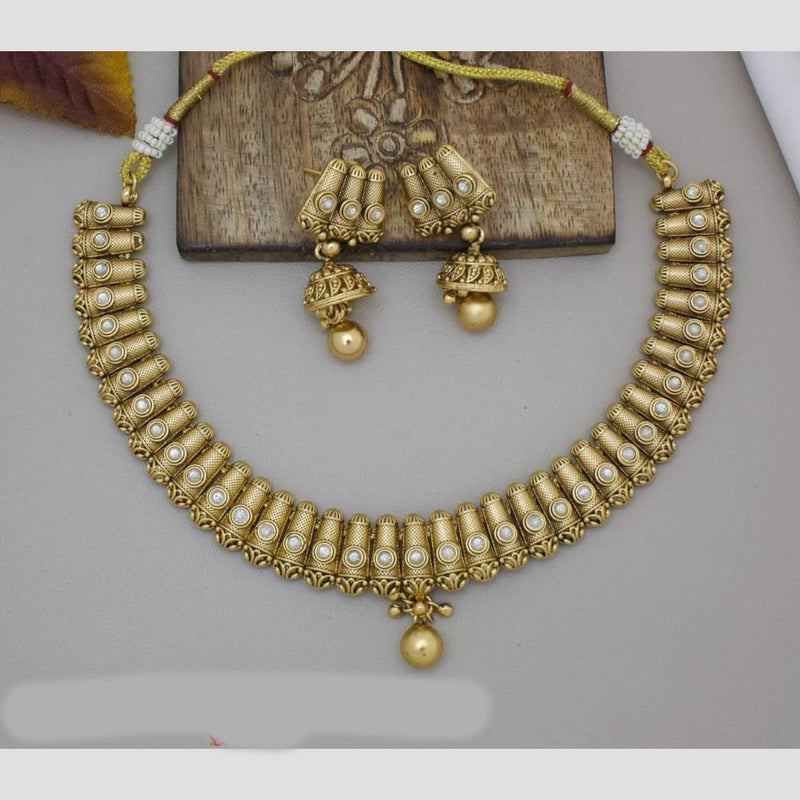 Manisha Jewellery Gold Plated Pota Stone Necklace Set