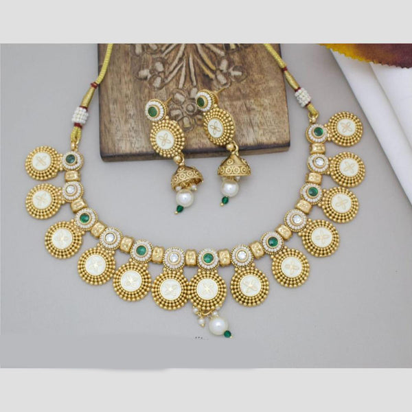 Manisha Jewellery Gold Plated Pota Stone Necklace Set