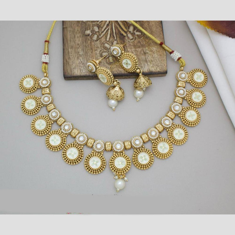 Manisha Jewellery Gold Plated Pota Stone Necklace Set