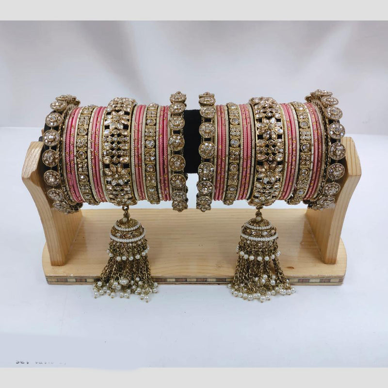 Manisha Jewellery Gold Plated Kundan Stone Bangles Set