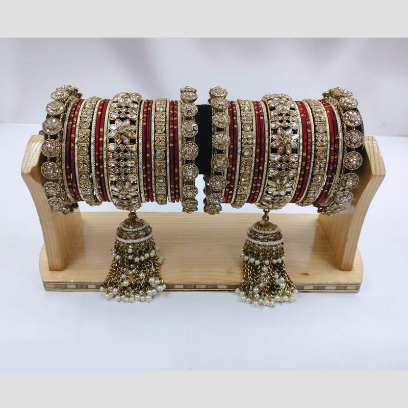 Manisha Jewellery Gold Plated Kundan Stone Bangles Set