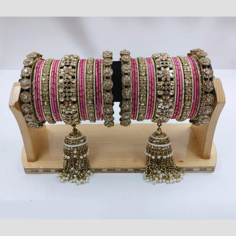 Manisha Jewellery Gold Plated Kundan Stone Bangles Set