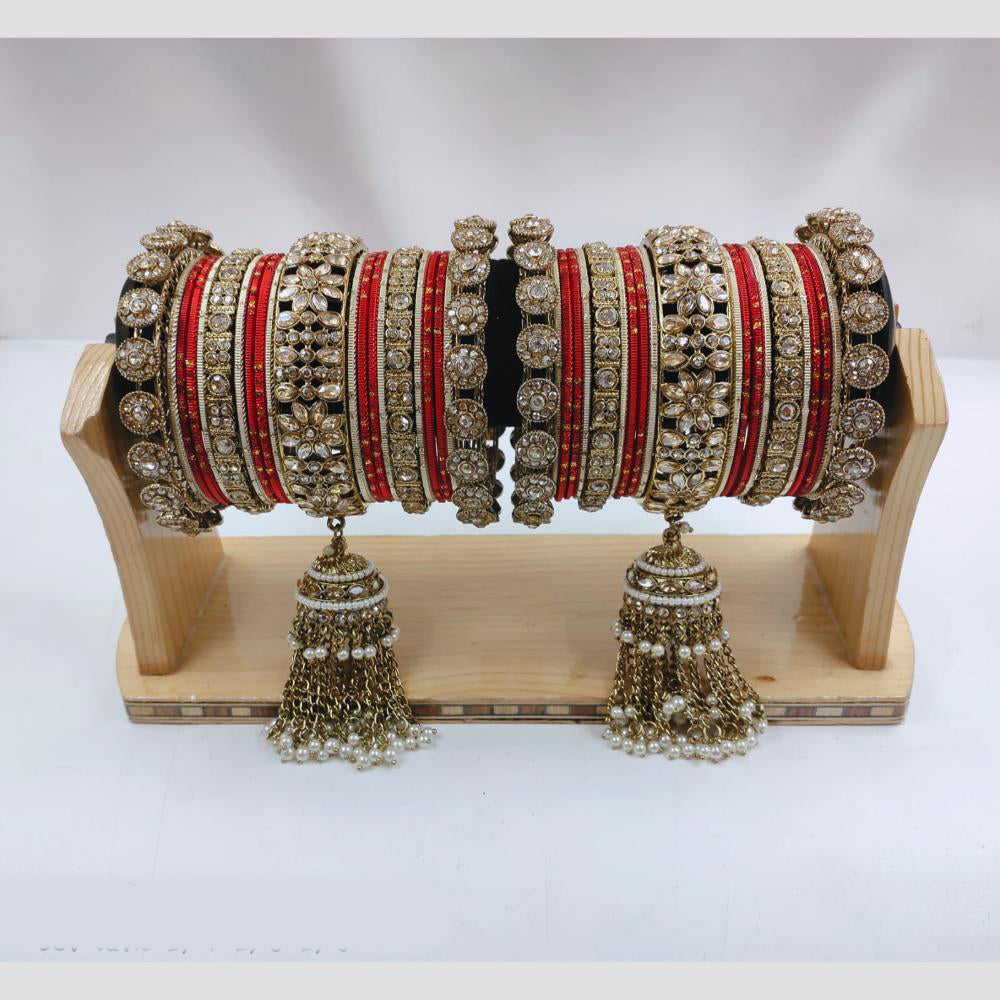 Manisha Jewellery Gold Plated Kundan Stone Bangles Set