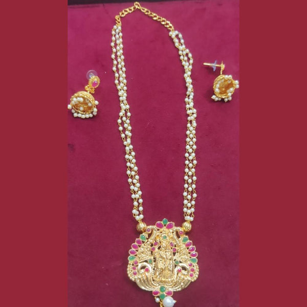 Manisha Jewellery Gold  Plated Pota Stone Temple Necklace Set