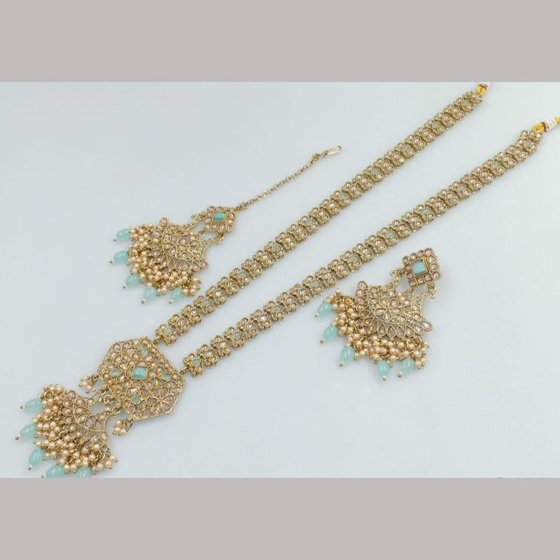 Manisha Jewellery Gold  Plated Kundan Stone And Beads Long Necklace Set