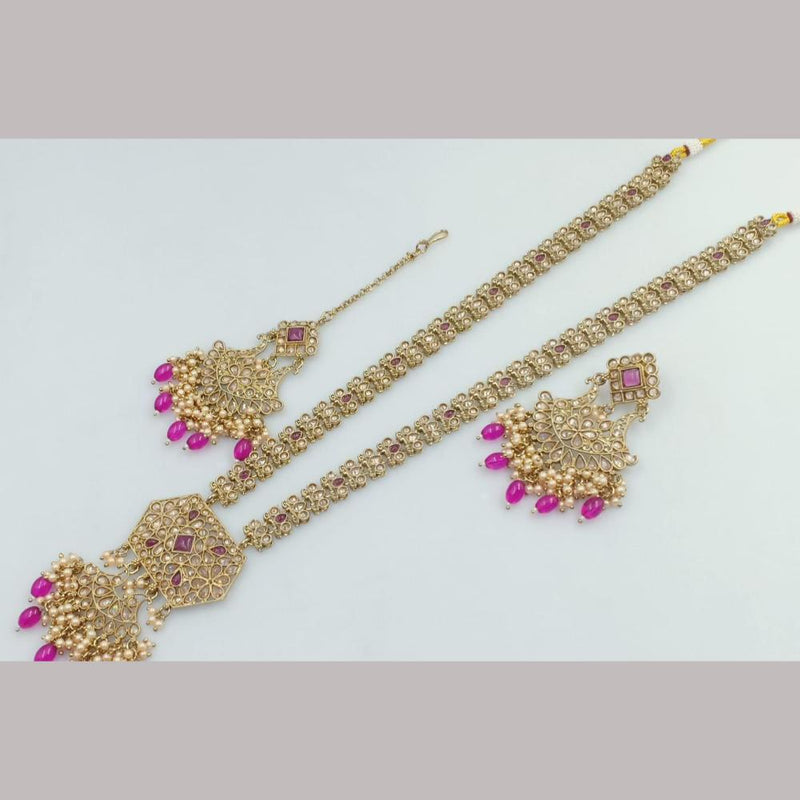 Manisha Jewellery Gold  Plated Kundan Stone And Beads Long Necklace Set