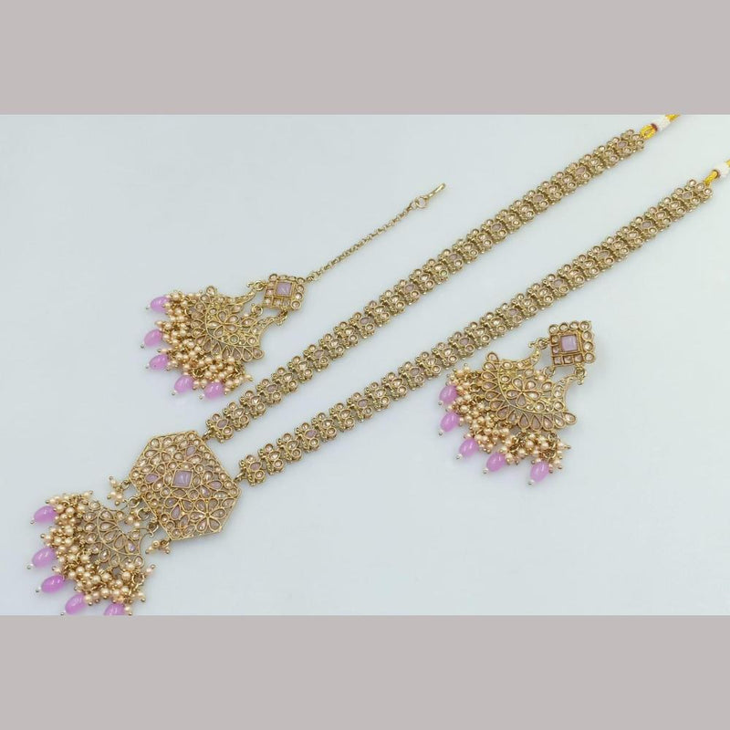 Manisha Jewellery Gold  Plated Kundan Stone And Beads Long Necklace Set