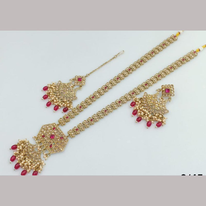 Manisha Jewellery Gold  Plated Kundan Stone And Beads Long Necklace Set