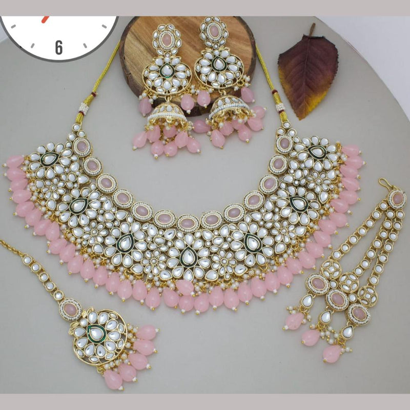 Manisha Jewellery Gold  Plated Kundan Stone And Beads Necklace Set