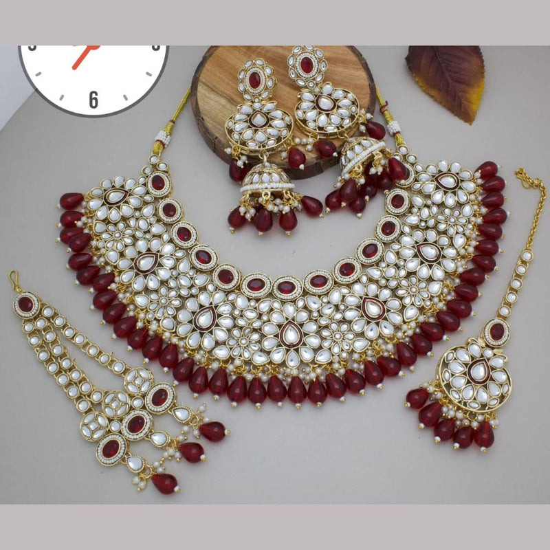 Manisha Jewellery Gold  Plated Kundan Stone And Beads Necklace Set