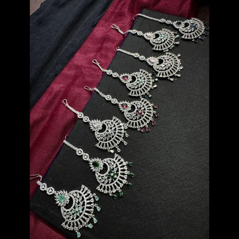 Manisha Jewellery Silver Plated American Dimond Maangtikka