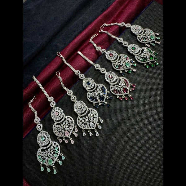 Manisha Jewellery Silver Plated American Dimond Maangtikka