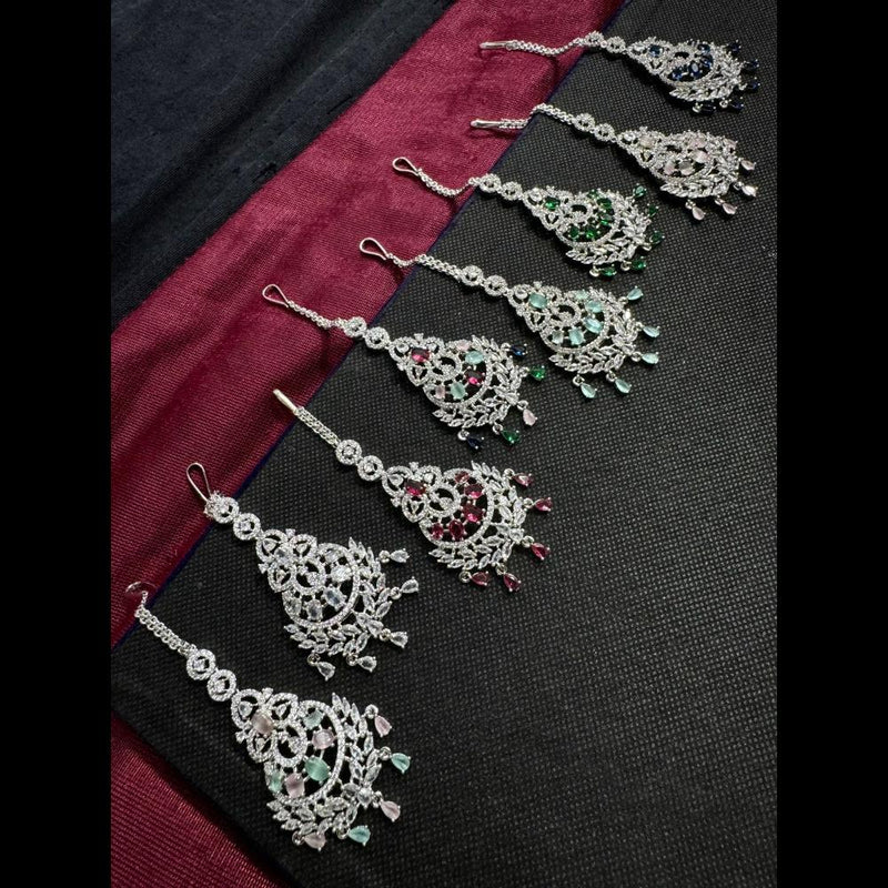 Manisha Jewellery Silver Plated American Dimond Maangtikka