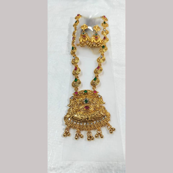 Manisha Jewellery Gold Plated Pota Stone Necklace Set