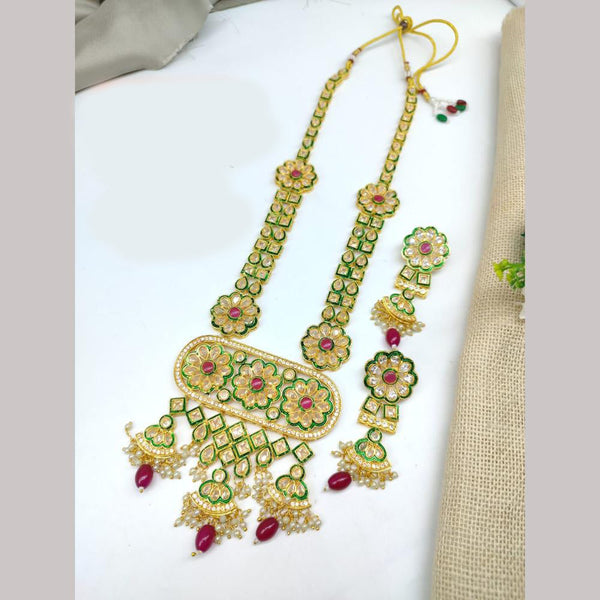 Manisha Jewellery Gold Plated Crystal Stone And Pearls Meenakari Necklace Set