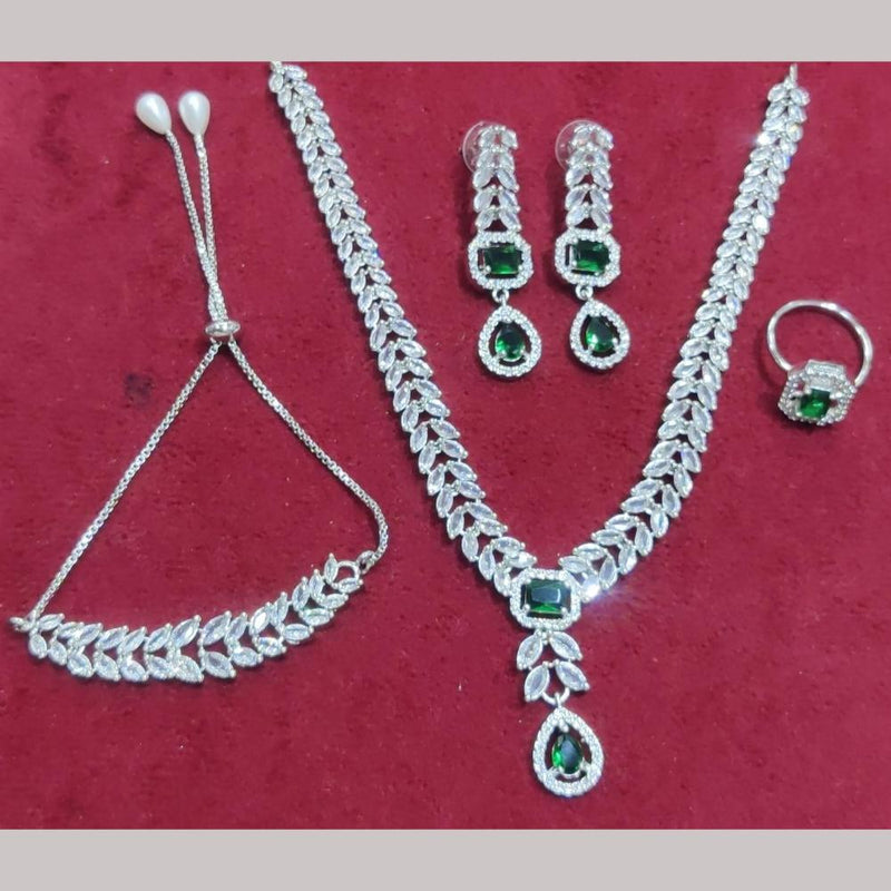 Manisha Jewellery Silver Plated AD Stone Combo Set