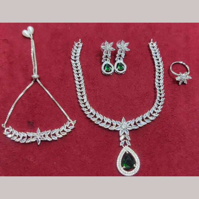 Manisha Jewellery Silver Plated AD Stone Combo Set