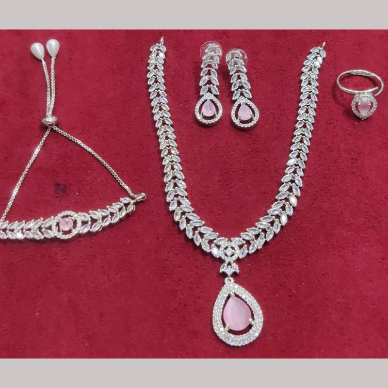 Manisha Jewellery Silver Plated AD Stone Combo Set