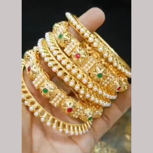 Manisha Jewellery Gold Plated Pota Stone Bangles Set