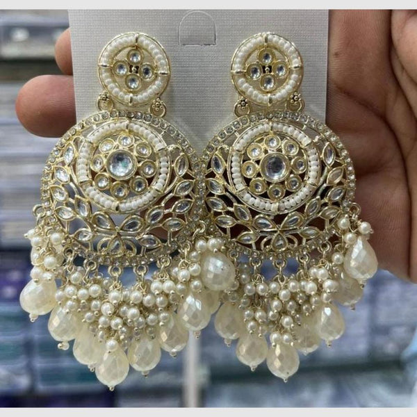 Manisha Jewellery Gold Plated Kundan Stone And Pearls  Dangler Earrings