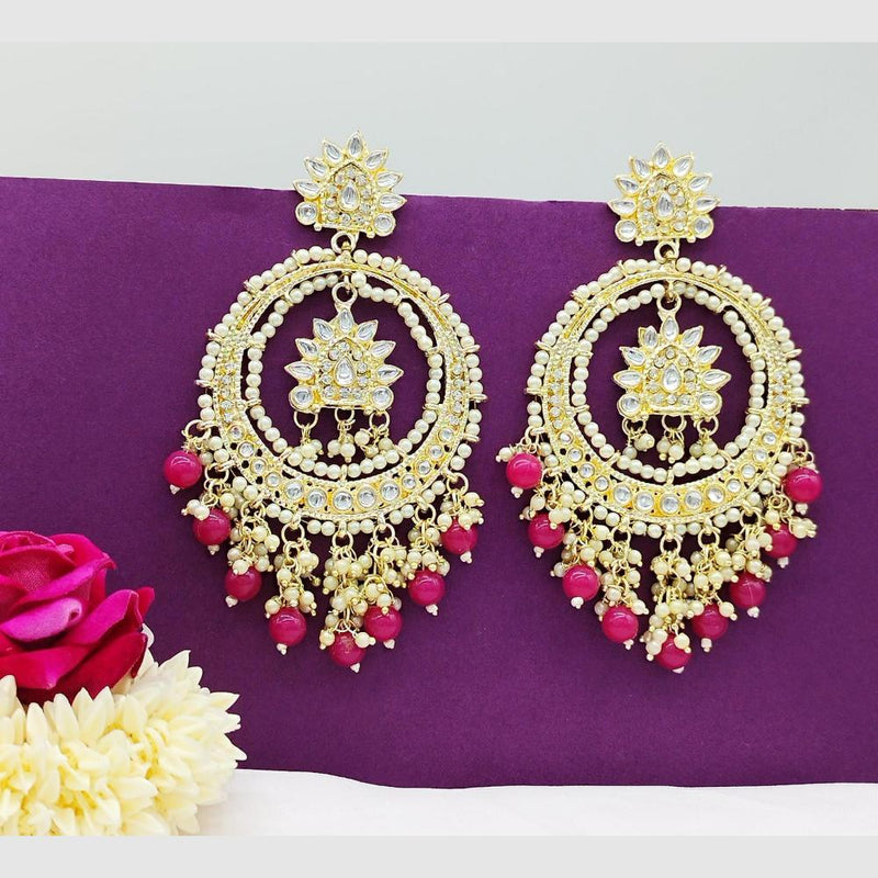 Manisha Jewellery Gold Plated Kundan Stone And Pearls  Dangler Earrings