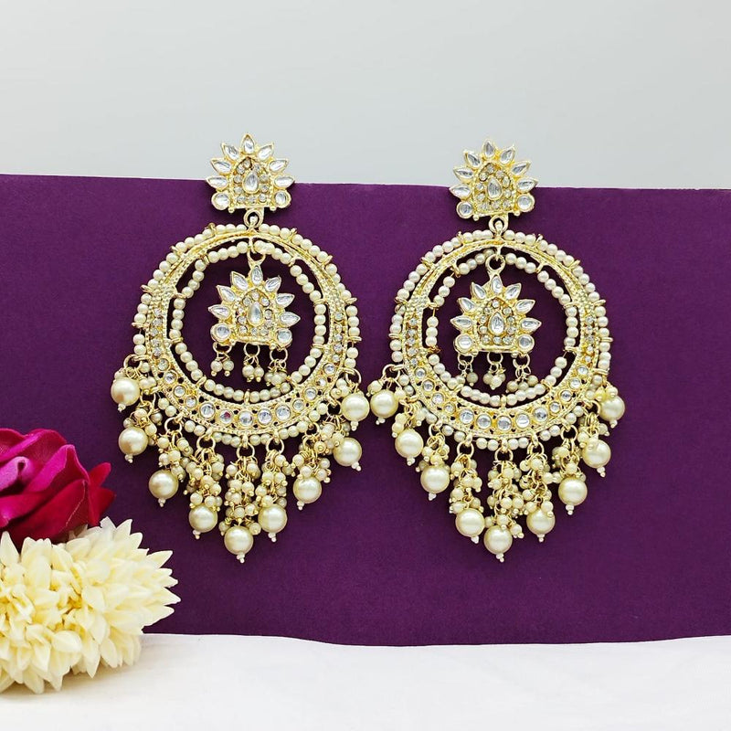 Manisha Jewellery Gold Plated Kundan Stone And Pearls  Dangler Earrings