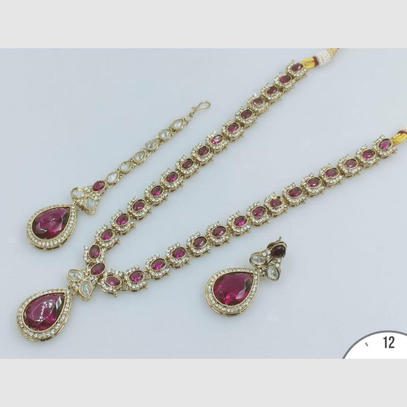 Manisha Jewellery Gold  Plated Crystal Stone Long Necklace Set