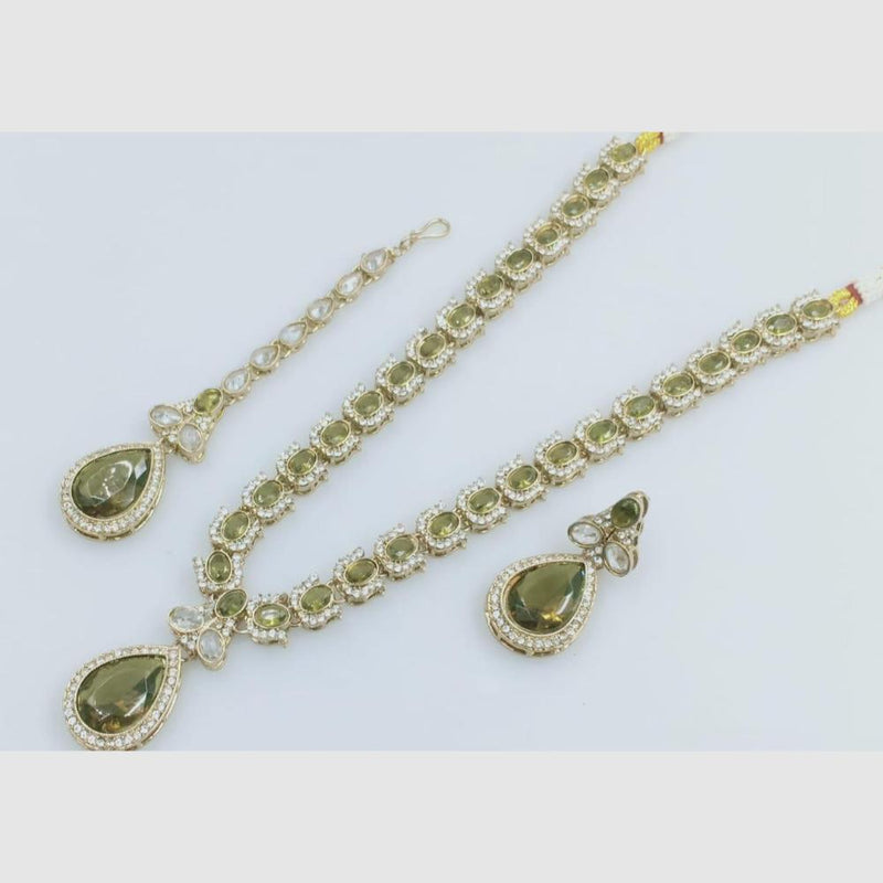 Manisha Jewellery Gold  Plated Crystal Stone Long Necklace Set