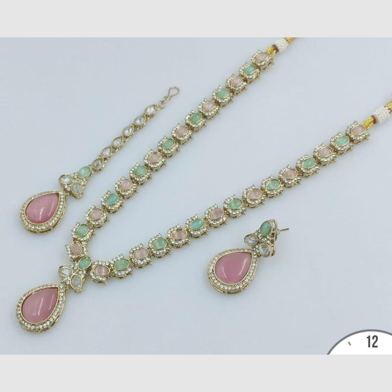 Manisha Jewellery Gold  Plated Crystal Stone Long Necklace Set