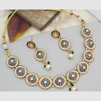Manisha Jewellery Gold Plated Pota Stone And Pearls Necklace Set
