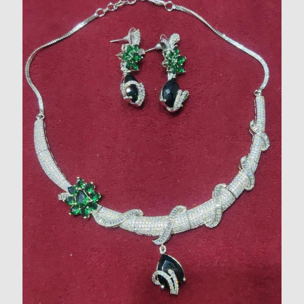 Manisha Jewellery Silver Plated AD Stone Necklace Set