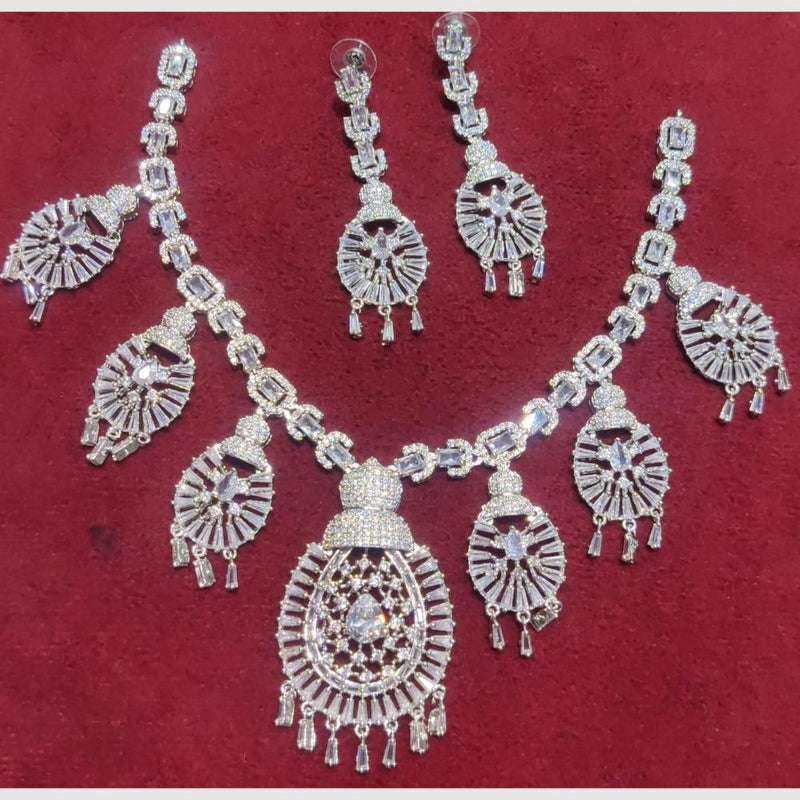 Manisha Jewellery Silver Plated AD Stone Necklace Set