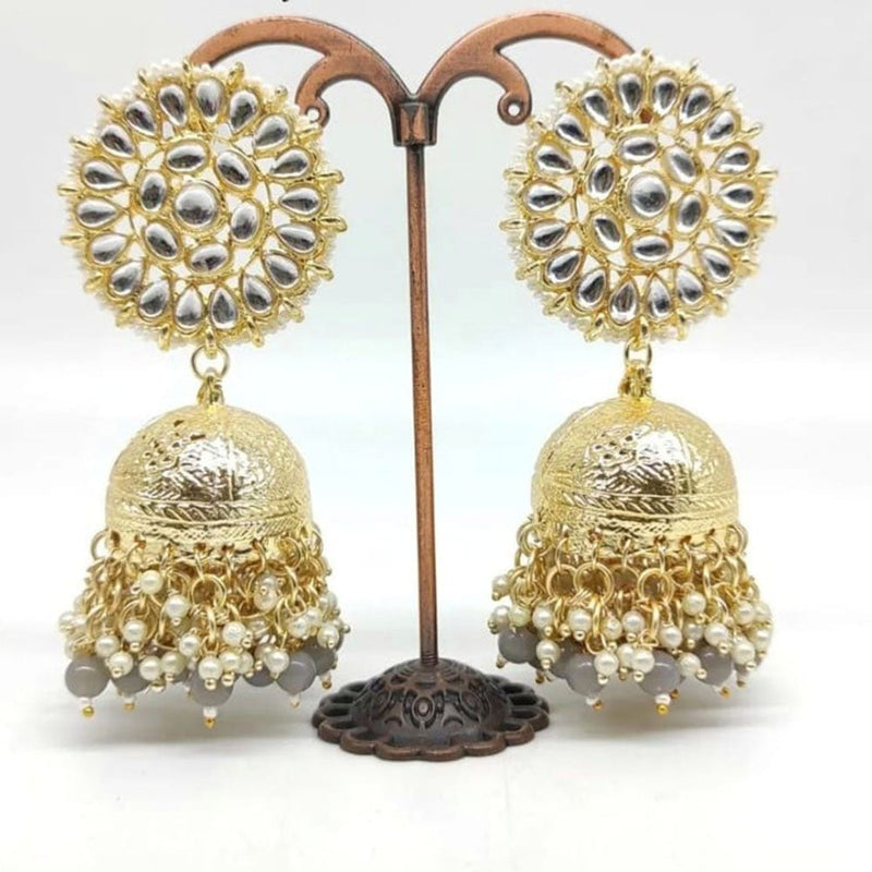 Manisha Jewellery Gold Plated Kundan Stone And Pearls Jhumki Earrings